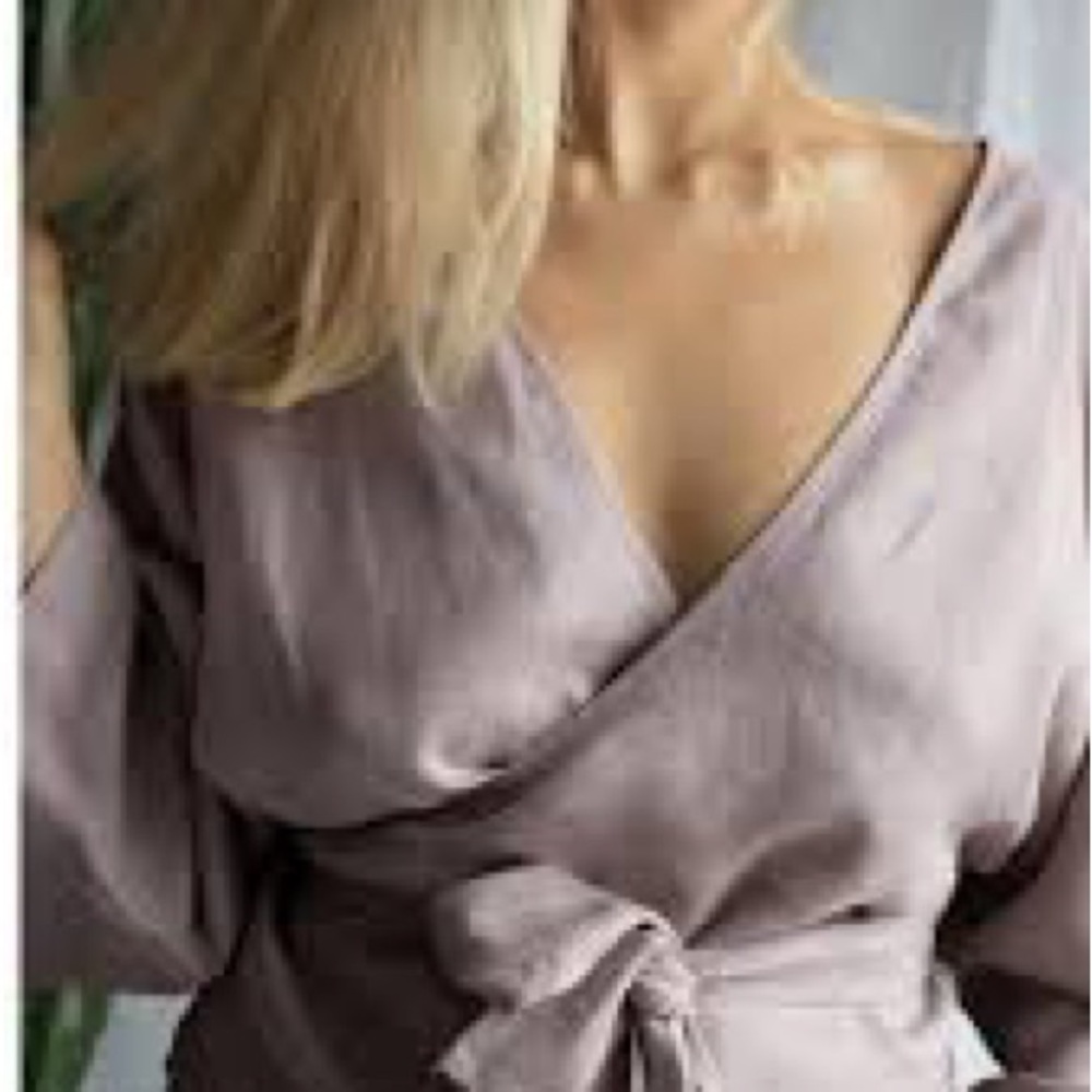 Elegant Off Shoulder Wrap Sweater in Lavender by Revamped Size S